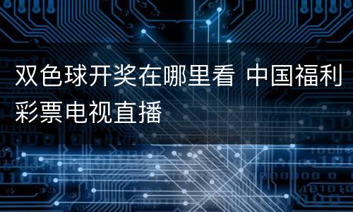 双色球开奖在哪里看 中国福利彩票电视直播