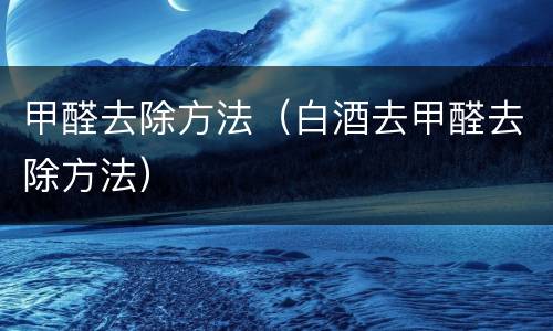 甲醛去除方法（白酒去甲醛去除方法）
