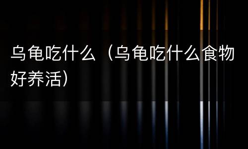 乌龟吃什么（乌龟吃什么食物好养活）