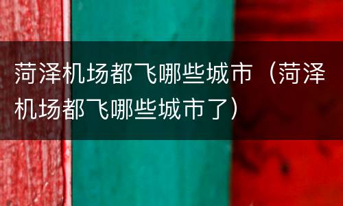 菏泽机场都飞哪些城市（菏泽机场都飞哪些城市了）