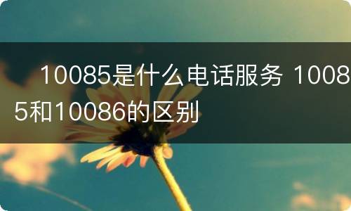 ​10085是什么电话服务 10085和10086的区别
