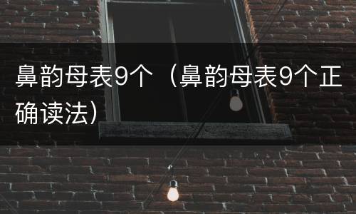 鼻韵母表9个（鼻韵母表9个正确读法）