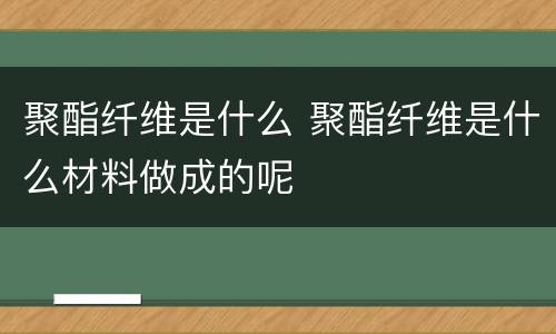 聚酯纤维是什么 聚酯纤维是什么材料做成的呢