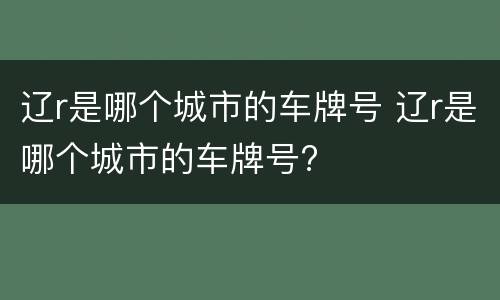 辽r是哪个城市的车牌号 辽r是哪个城市的车牌号?