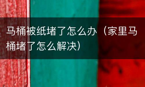 马桶被纸堵了怎么办（家里马桶堵了怎么解决）