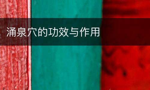 涌泉穴的功效与作用