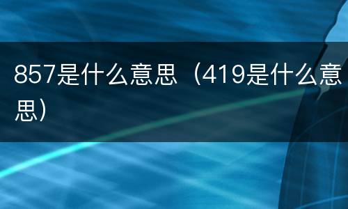 857是什么意思（419是什么意思）
