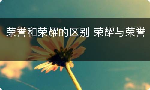 荣誉和荣耀的区别 荣耀与荣誉