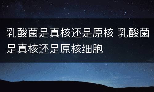 乳酸菌是真核还是原核 乳酸菌是真核还是原核细胞