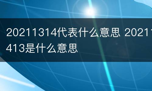 20211314代表什么意思 20211413是什么意思