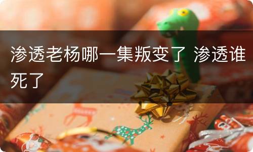 渗透老杨哪一集叛变了 渗透谁死了