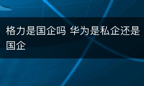 格力是国企吗 华为是私企还是国企