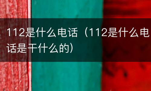 112是什么电话（112是什么电话是干什么的）