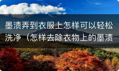 墨渍弄到衣服上怎样可以轻松洗净（怎样去除衣物上的墨渍）