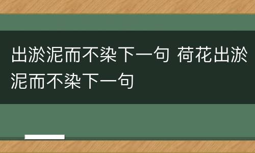 出淤泥而不染下一句 荷花出淤泥而不染下一句