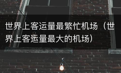 世界上客运量最繁忙机场（世界上客运量最大的机场）