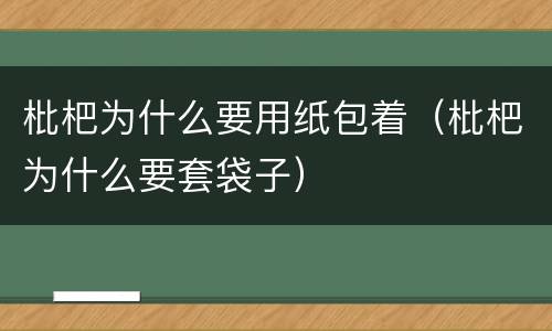 枇杷为什么要用纸包着（枇杷为什么要套袋子）