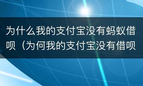 为什么我的支付宝没有蚂蚁借呗（为何我的支付宝没有借呗）