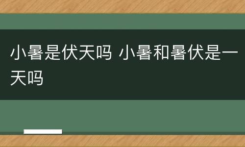 小暑是伏天吗 小暑和暑伏是一天吗