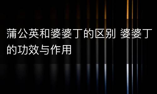 蒲公英和婆婆丁的区别 婆婆丁的功效与作用
