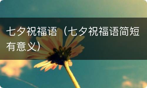 七夕祝福语（七夕祝福语简短有意义）