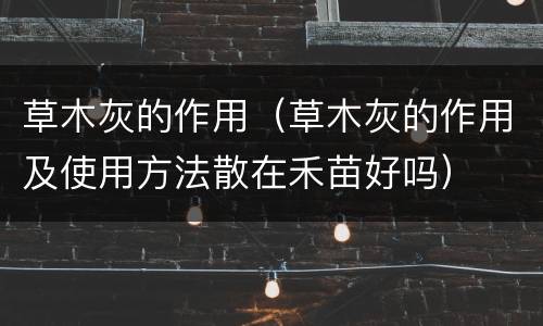 草木灰的作用（草木灰的作用及使用方法散在禾苗好吗）