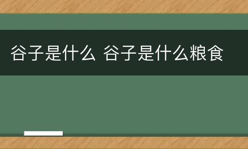 谷子是什么 谷子是什么粮食