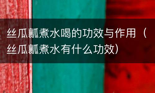 丝瓜瓤煮水喝的功效与作用（丝瓜瓤煮水有什么功效）