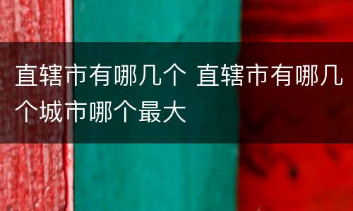 直辖市有哪几个 直辖市有哪几个城市哪个最大