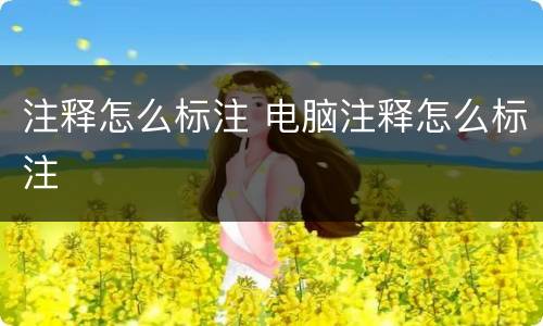 注释怎么标注 电脑注释怎么标注
