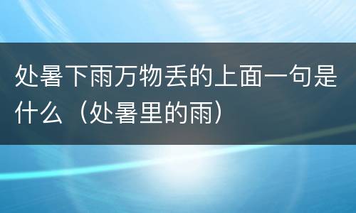 处暑下雨万物丢的上面一句是什么（处暑里的雨）