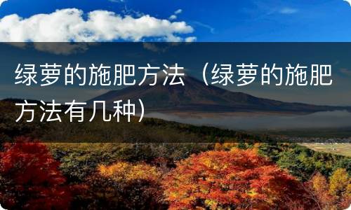 绿萝的施肥方法（绿萝的施肥方法有几种）