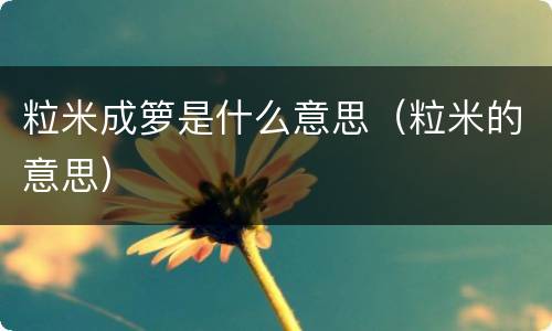 粒米成箩是什么意思（粒米的意思）