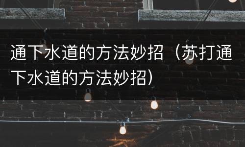 通下水道的方法妙招（苏打通下水道的方法妙招）
