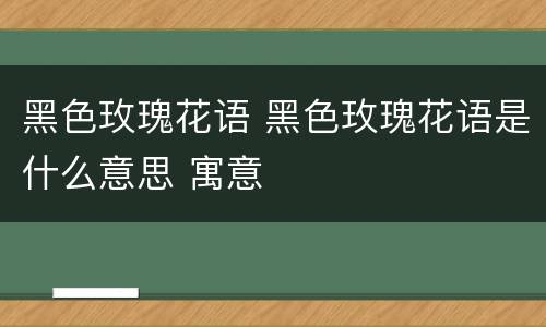 黑色玫瑰花语 黑色玫瑰花语是什么意思 寓意
