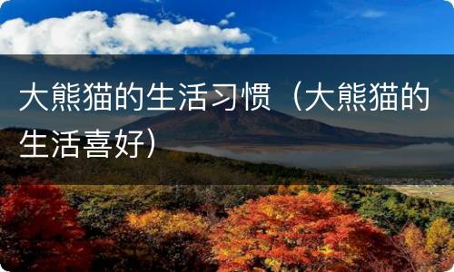 大熊猫的生活习惯（大熊猫的生活喜好）
