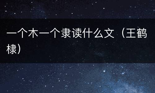 一个木一个隶读什么文（王鹤棣）