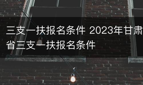 三支一扶报名条件 2023年甘肃省三支一扶报名条件