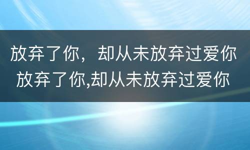 放弃了你，却从未放弃过爱你 放弃了你,却从未放弃过爱你是什么歌