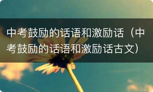 中考鼓励的话语和激励话（中考鼓励的话语和激励话古文）