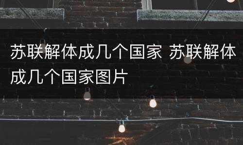 苏联解体成几个国家 苏联解体成几个国家图片