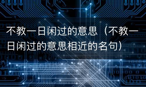 不教一日闲过的意思（不教一日闲过的意思相近的名句）