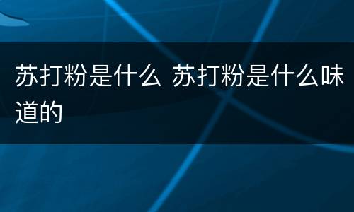 苏打粉是什么 苏打粉是什么味道的