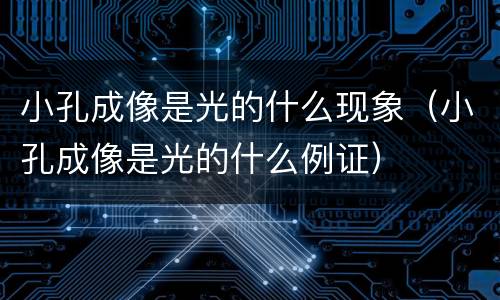 小孔成像是光的什么现象（小孔成像是光的什么例证）