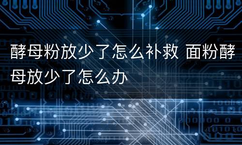 酵母粉放少了怎么补救 面粉酵母放少了怎么办