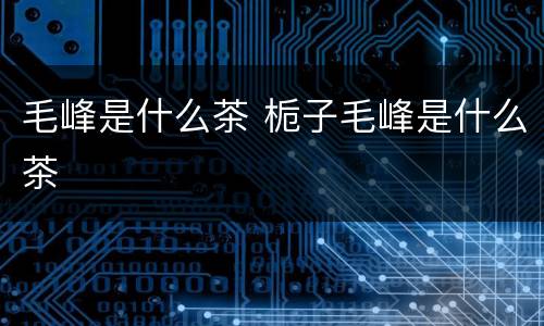 毛峰是什么茶 栀子毛峰是什么茶