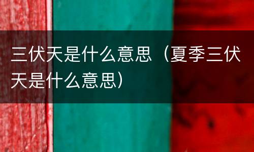 三伏天是什么意思（夏季三伏天是什么意思）