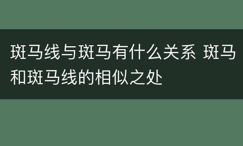 斑马线与斑马有什么关系 斑马和斑马线的相似之处