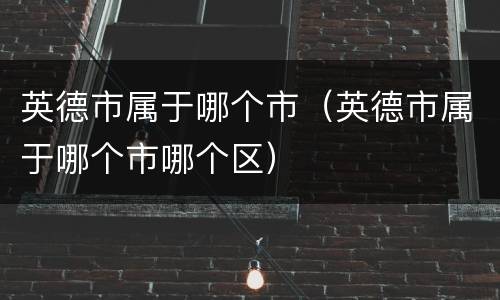 英德市属于哪个市（英德市属于哪个市哪个区）