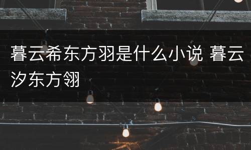 暮云希东方羽是什么小说 暮云汐东方翎